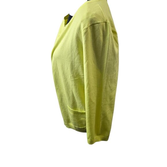 Talbots Petites Pima Cotton 3/4 Sleeve Button Front Cardigan Chartreusi Knit XLP - Picture 6 of 13